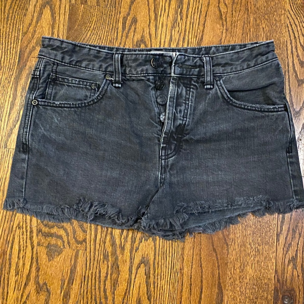 Free people washed black denim cut off shorts